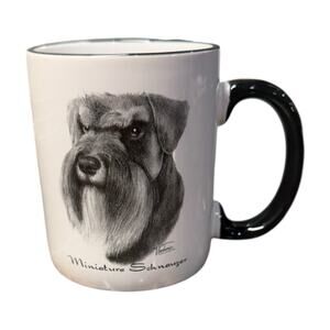 Miniature Schnauzer Coffee Mug Cup Porcelain Dog by Rosalinde Black White EUC